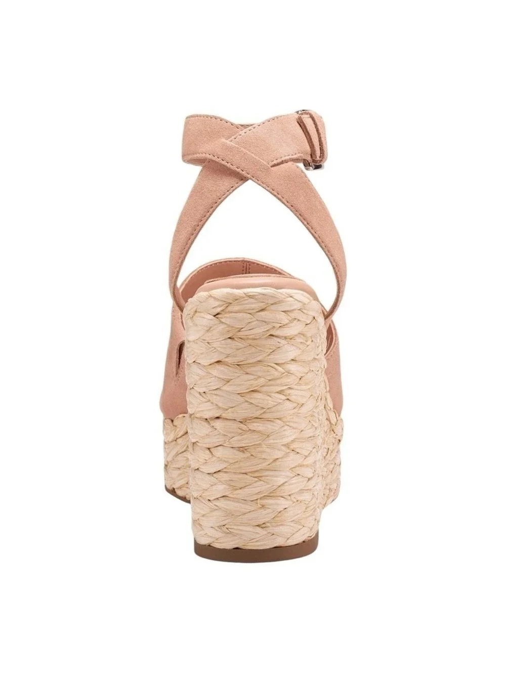 Marc Fisher LTD Nelly Espadrille Wedge Sandals Blush Suede Ankle Strap Size 8M
